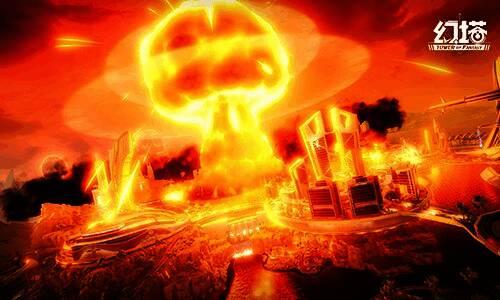 主角站在废墟之中仰望天空，背景是崩塌的世界景象