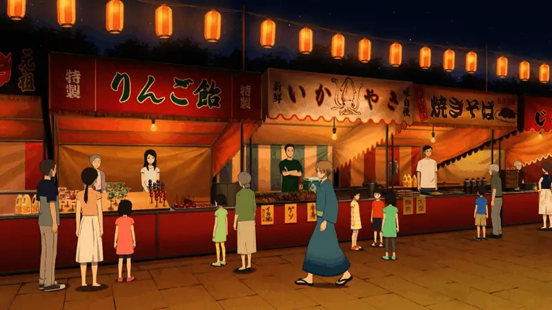 夏目与猫咪老师在夕阳下的温馨对话场景