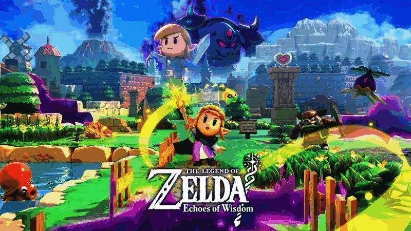 塞尔达传说智慧的再现游戏截图，林克使用魔法书对抗巨型Boss