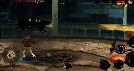 雏田驾驶雪橇划过夜空，礼盒如雪花飘落伴随绚烂烟火