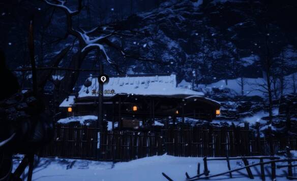 燕云十六声游戏截图，玩家站在清玉岸小屋前准备与猫咪互动