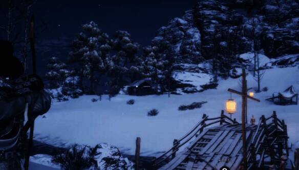 滕王村传送点附近的游戏画面，玩家即将开始下坡寻找猫咪