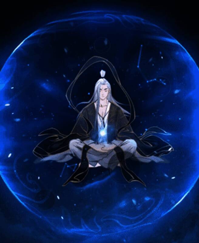 逆尘珠开启瞬间场景，修士在金色光幕中打坐，四周灵气如漩涡般涌入体内