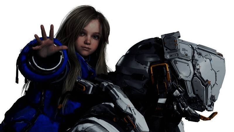 卡普空游戏《虚实万象》宣传片截图，展现未来科技风格场景与角色形象