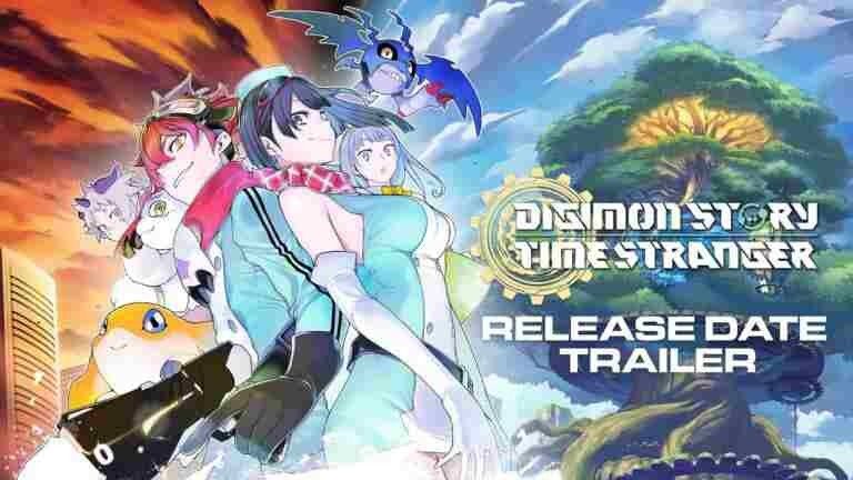 游戏宣传主视觉图，展示主角与数码宝贝并肩作战的画面