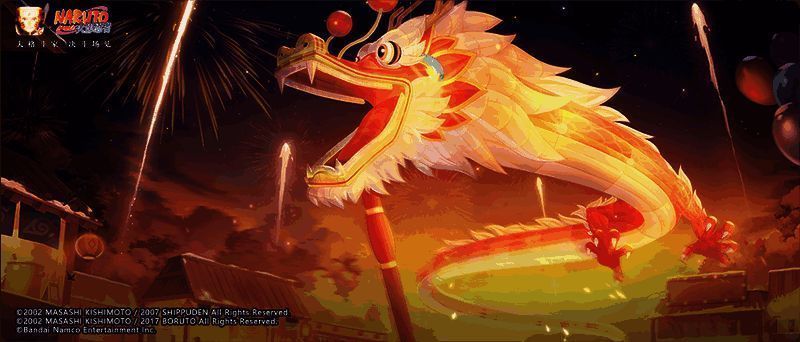 玩家在舞龙大会中操作华丽的舞龙表演，场景热闹非凡