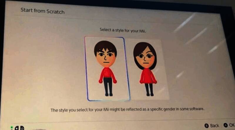 Mii角色创建界面显示风格选择选项，界面简洁直观