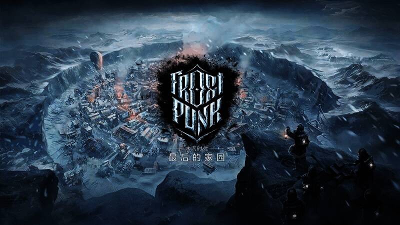 游戏内玩家指挥城市居民建造设施，周围是寒冷环境下的蒸汽管道和取暖设备，画面充满压抑感