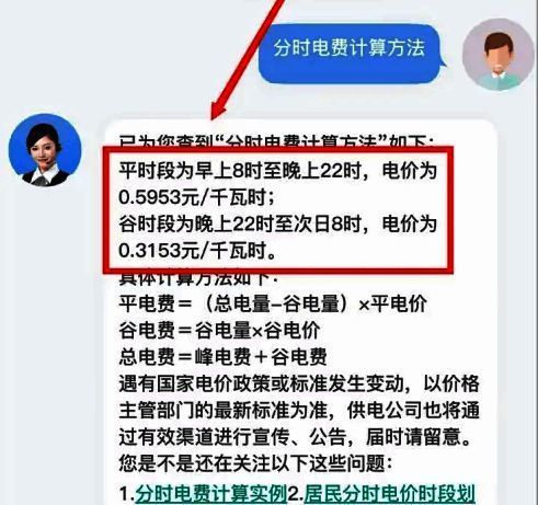 峰谷电价生效界面，显示夜间电费半价信息