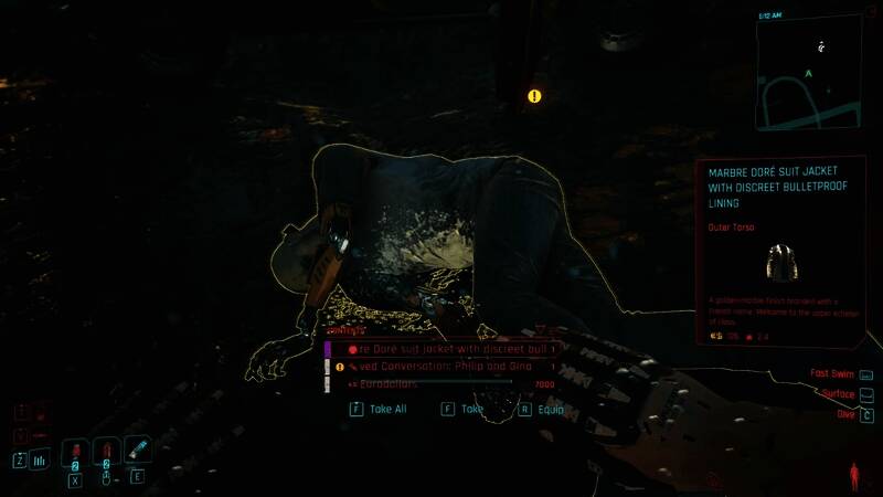 夜之城背景下的战利品拾取界面，光影效果逼真