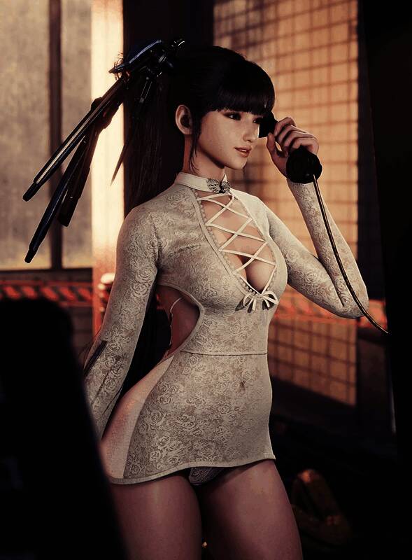 白珍珠服装背部细节展示，线条流畅且设计感十足