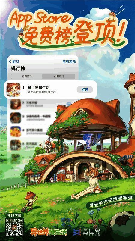 游戏宣传图，展示五位美少女在异世界中惬意生活的画面