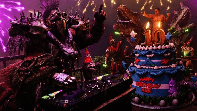 IGN Live活动现场布置概念图，方舟主题展区与开发者座谈区域