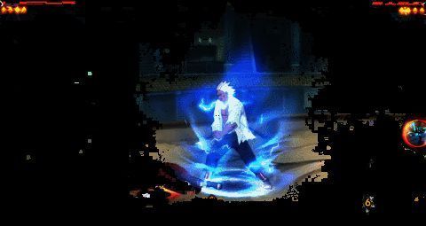 忍战艾进入雷遁查克拉模式，高速突袭敌人的精彩战斗画面