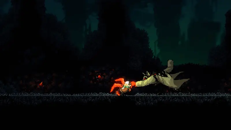 小羊角色在废墟之间跳跃，背景为灰蓝色调的末世天空