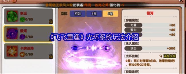 游戏界面展示光环系统操作面板，多个光环图标环绕角色周身