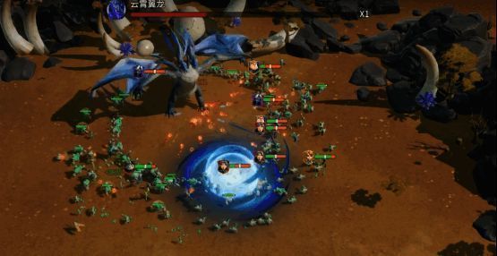 战斗中每个单位拥有独立AI寻路逻辑和血条显示，清晰可见战斗过程