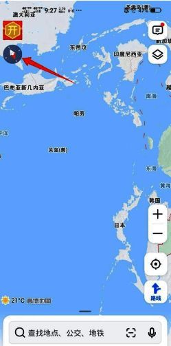 高德地图首页左上角罗盘图标示意图
