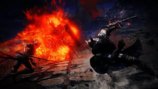 《艾尔登法环：黑夜君临》游戏画面展示，角色在黑暗奇幻世界中探索战斗