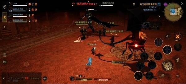 成功击败BOSS后掉落大量宝箱和奖励，团队成员欢呼庆祝