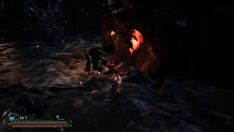 地下城探索画面，光影效果出色，场景氛围神秘