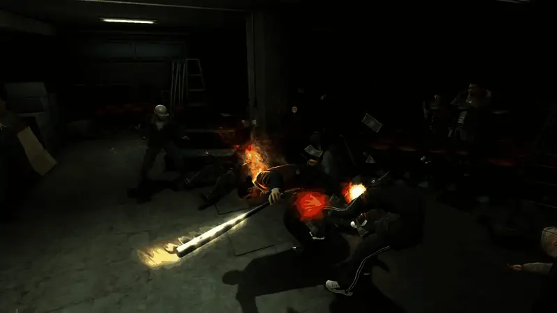 街头格斗场景，角色动作流畅，打击感十足