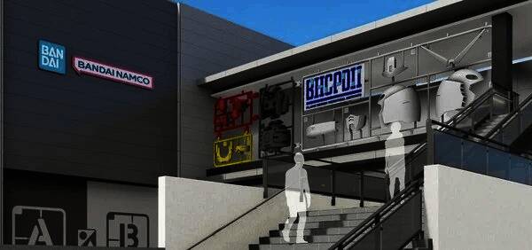 高达巨型模型零件仍附着在流道板上，呈现出未组装状态下的震撼视觉效果