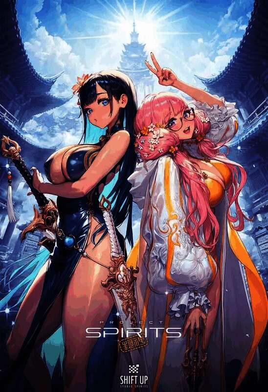 《Project Spirits》完整概念图，展示了游戏角色设定与世界观构建，整体画风精致且充满幻想色彩