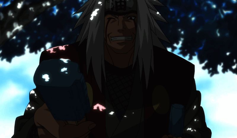 游戏内庆祝自来也生日的画面，玩家送上祝福语'生日快乐'