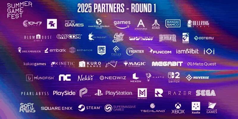 夏日游戏节官方宣传海报，展示多个参展游戏封面和角色形象