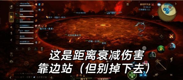 Boss释放范围扩散型攻击，角色需快速撤离中心区域