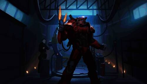 电音小子原子猫角色立绘展示，背景为后末日风格舞台场景