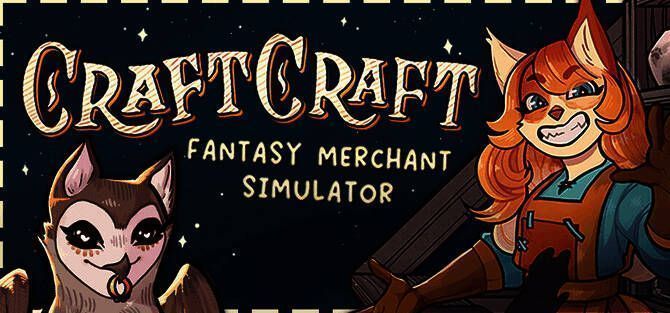 游戏封面图，展示主角在工坊中制作手工艺品的场景，背景为奇幻风格的小镇