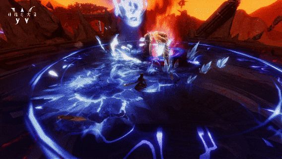 角色战斗场景动图，展示技能释放与特效