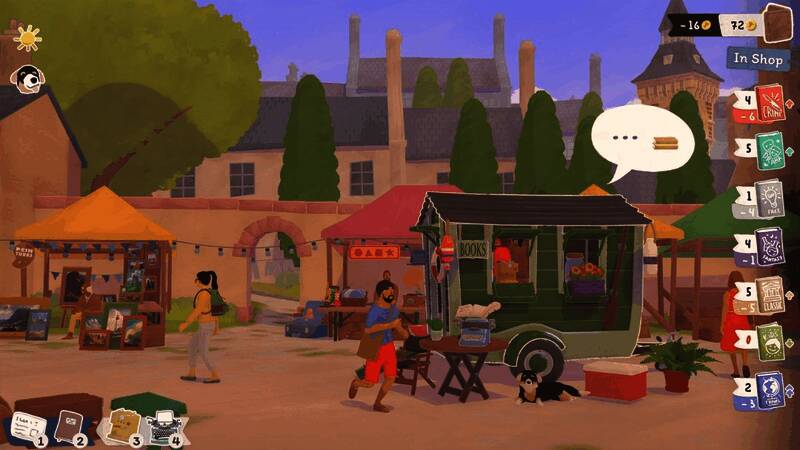 游戏画面展示玩家在海边布置书店，店内装饰温馨，窗外海景一览无遗