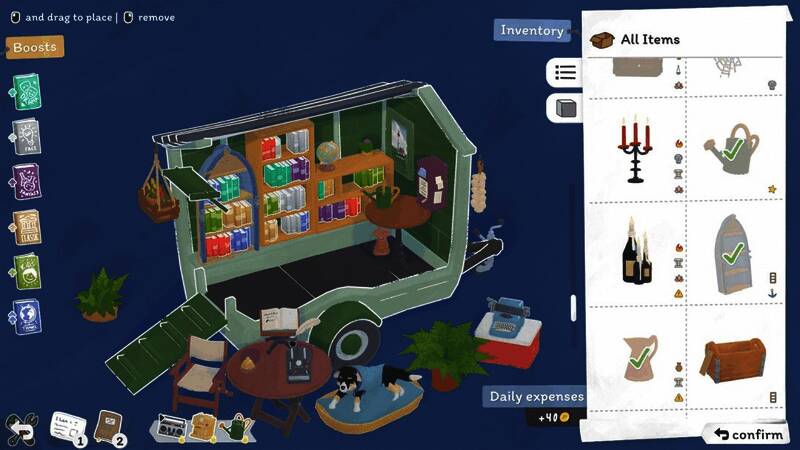 玩家在不同地点布置书店的画面，展示了多种风格各异的室内设计