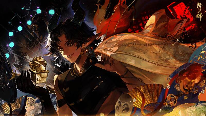 绘卷解锁剧情分镜图，展示鬼金羊角色形象与背景故事画面