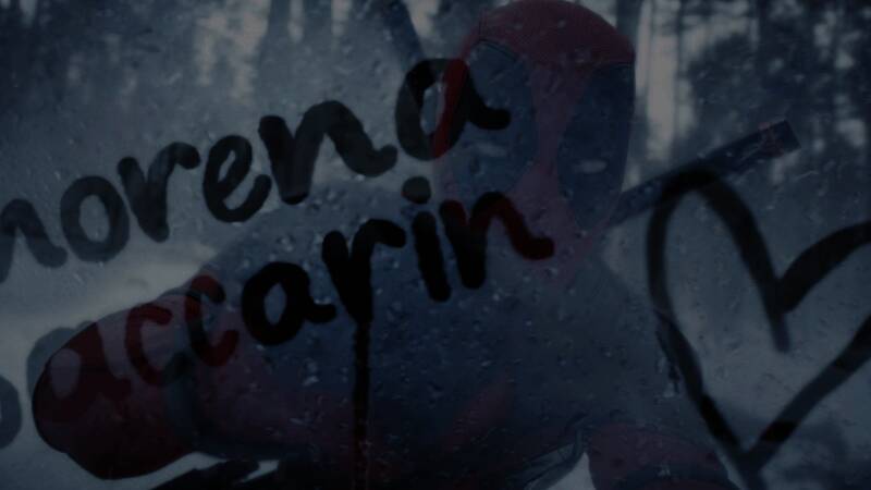 玩家视角下的VR战斗画面，死侍正在空中挥舞双刀，敌人在周围不断袭来