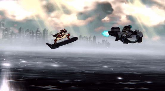 角色技能展示，乔·武藏使用喷气冲浪板快速移动