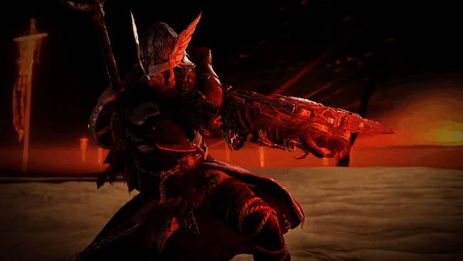 游戏封面宣传图，呈现主角在黑夜中面对巨大敌人