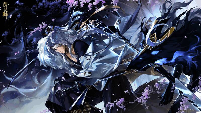 插画‘银月相逐’描绘鬼切与狼影在月下追逐的唯美画面