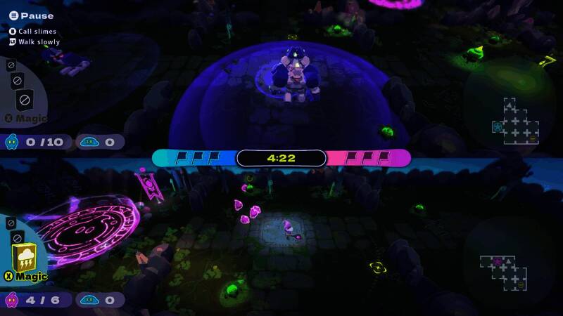 游戏中玩家操控史莱姆军团进行激烈对抗的画面，卡通渲染风格清新可爱