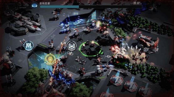 基地外围虫群如潮水般涌来，玩家防御塔火力全开进行拦截