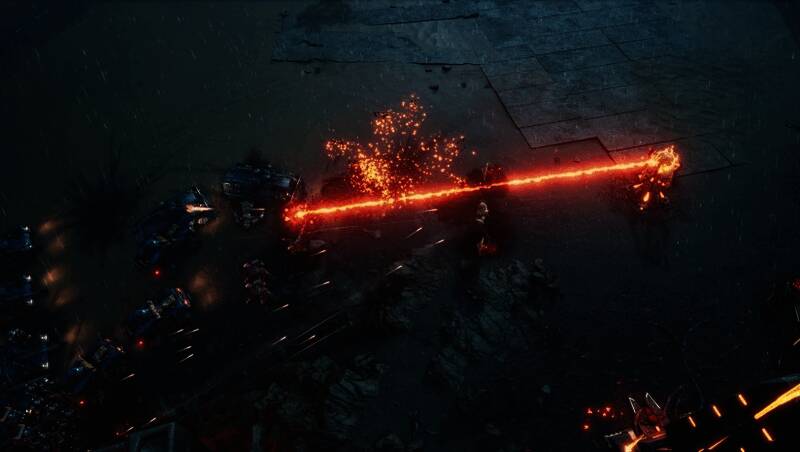 《风暴崛起》基地建设与军队对战画面，展现激烈战争场面