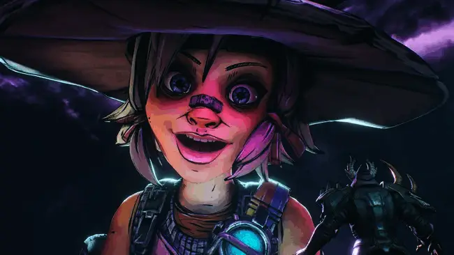 小缇娜在游戏中的经典形象，手持武器，表情自信