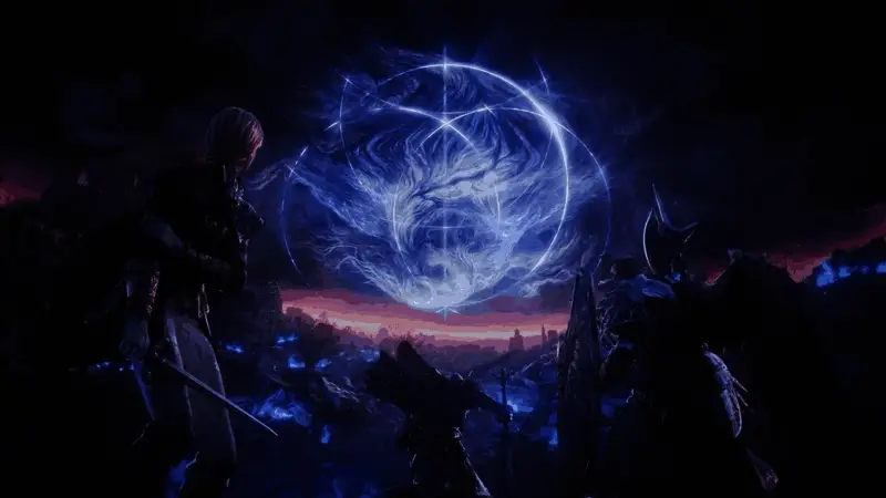 Gamesradar评测截图，展示《艾尔登法环：黑夜君临》游戏内Boss战画面