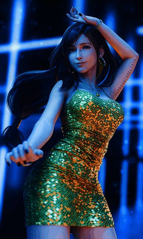 蒂法身着亮片包臀裙礼服，展现迷人侧颜与优雅身姿