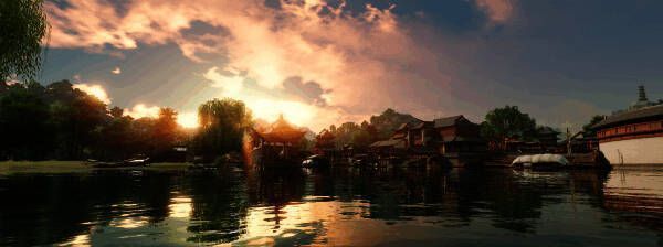 游戏场景对比图，展示光影与材质细节提升效果