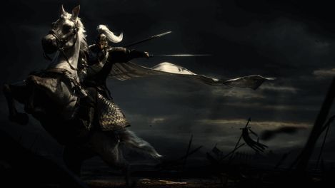 赵云动态画像展示图，展现其骑马挥枪、气势磅礴的战斗场景