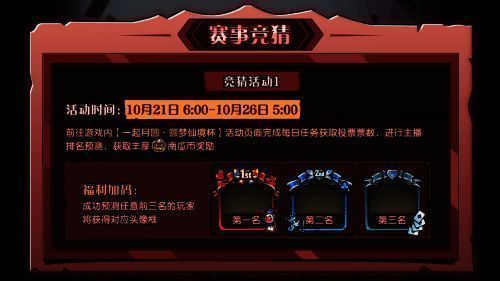 游戏内竞猜活动界面截图，展示投票选项与奖励详情